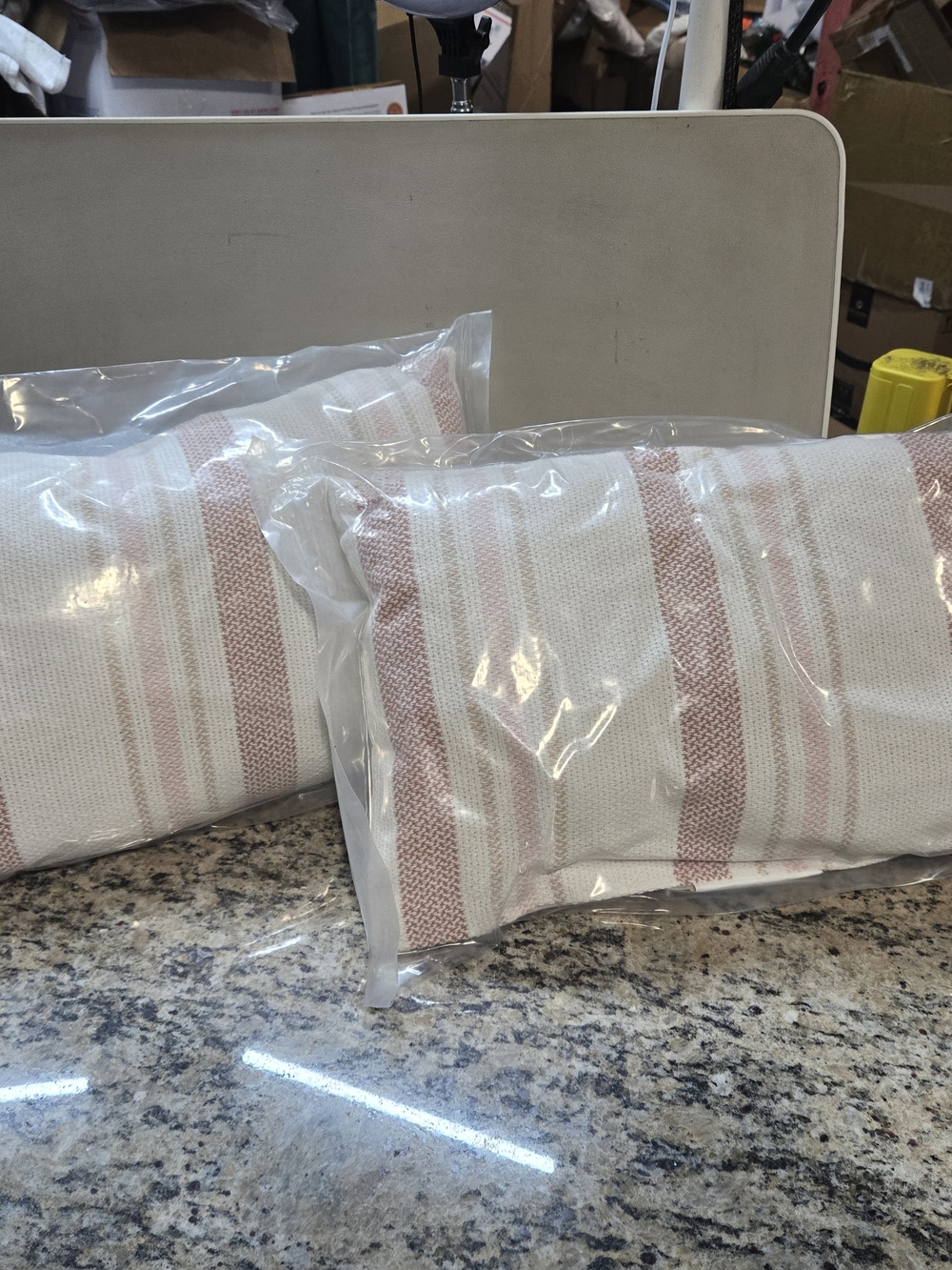 Set Of 2 Target Pink and Cream Striped Accent Pillow Pair